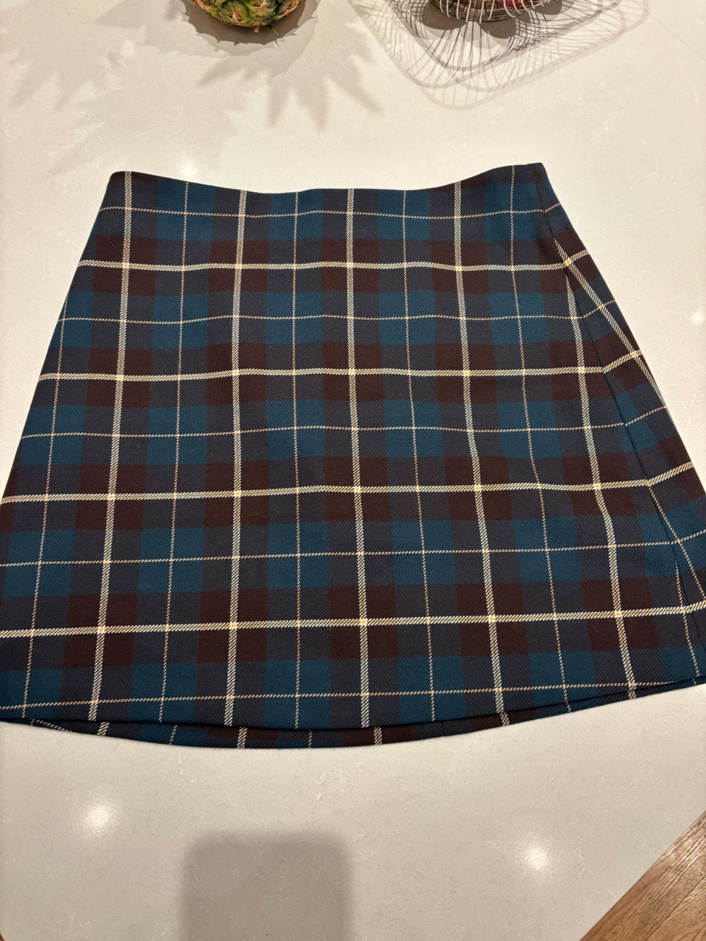 Wilfred Teal, Brown and Cream Plaid Mini Skirt